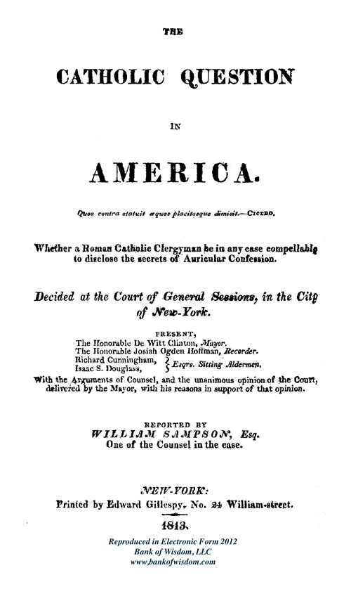 The Catholic Question in America